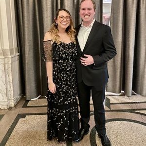 Adrianna Papell cold shoulder evening dress